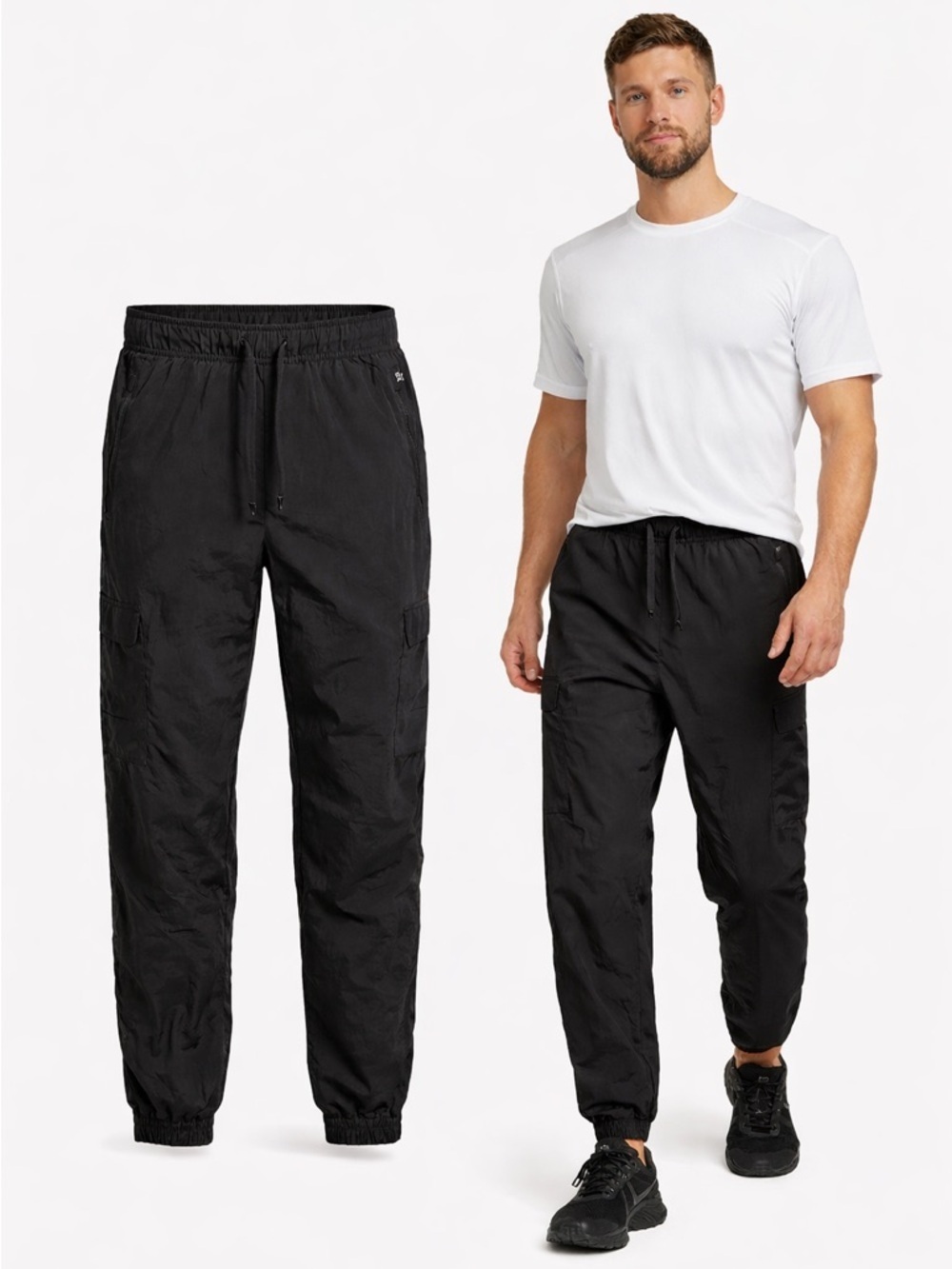 DSG | Black Nylon Jogger Pants | Lightweight Athletic | Cargo Pocket | Size M